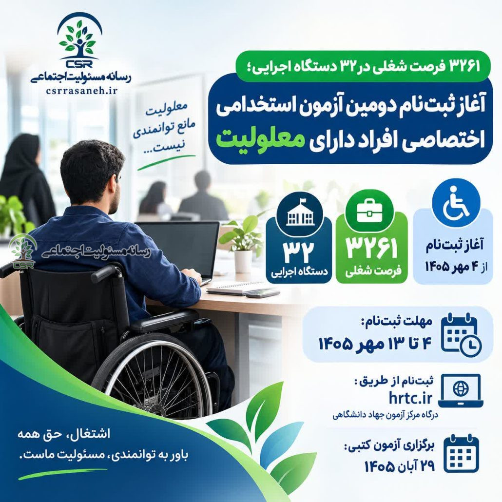 آغاز ثبت‌نام دومین آزمون استخدامی اختصاصی افراد دارای معلولیت